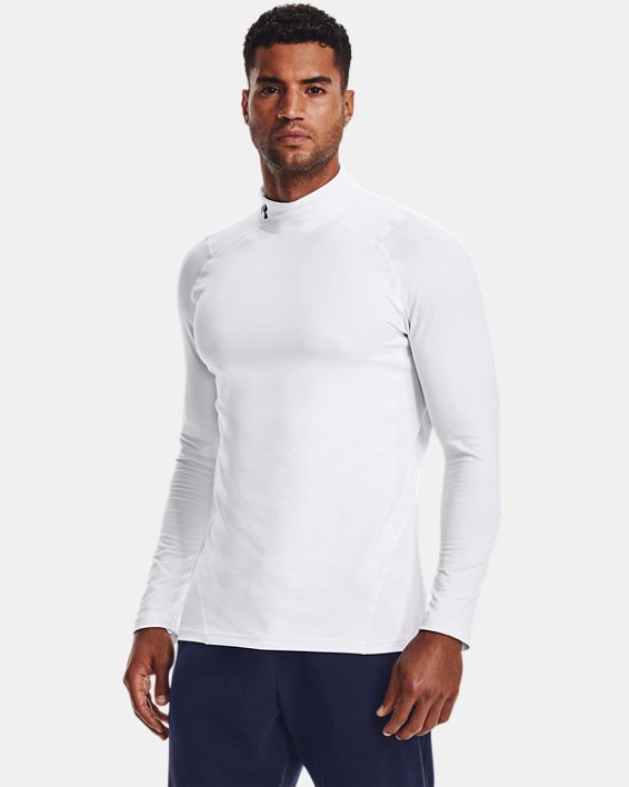 Under Armour Men's ColdGear® Fitted Mock Apparel Under Armour White/Black-100 Small 