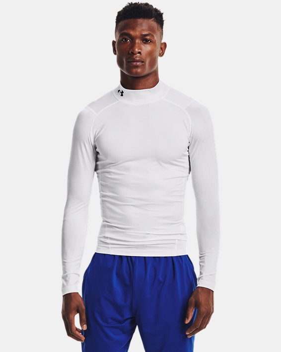 Under Armour Mens Heatgear® Mock Long Sleeve 1 Apparel Under Armour White/Black-100 Small 