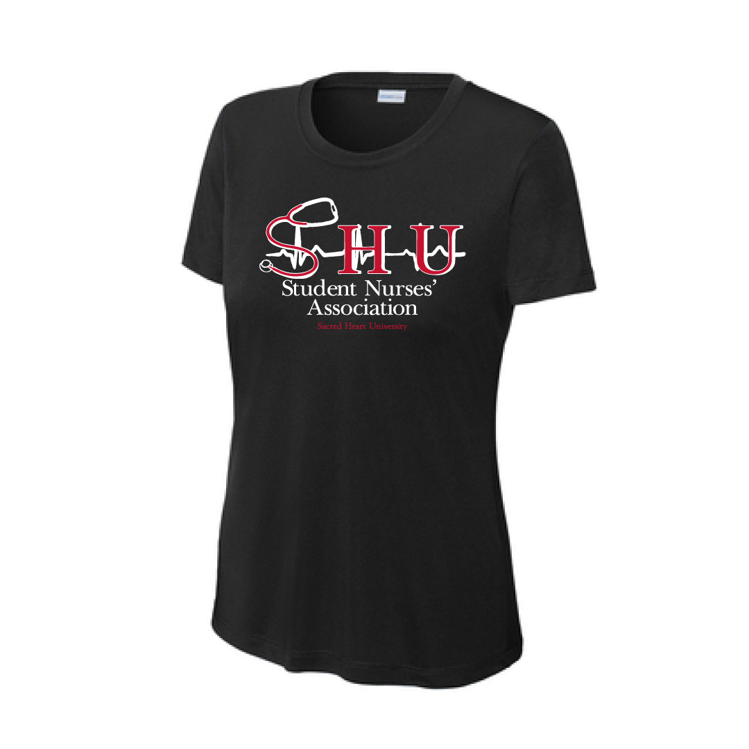 SHU SNA Performance Short Sleeve Logowear SHU Student Nurses' Association Black Ladies XS 