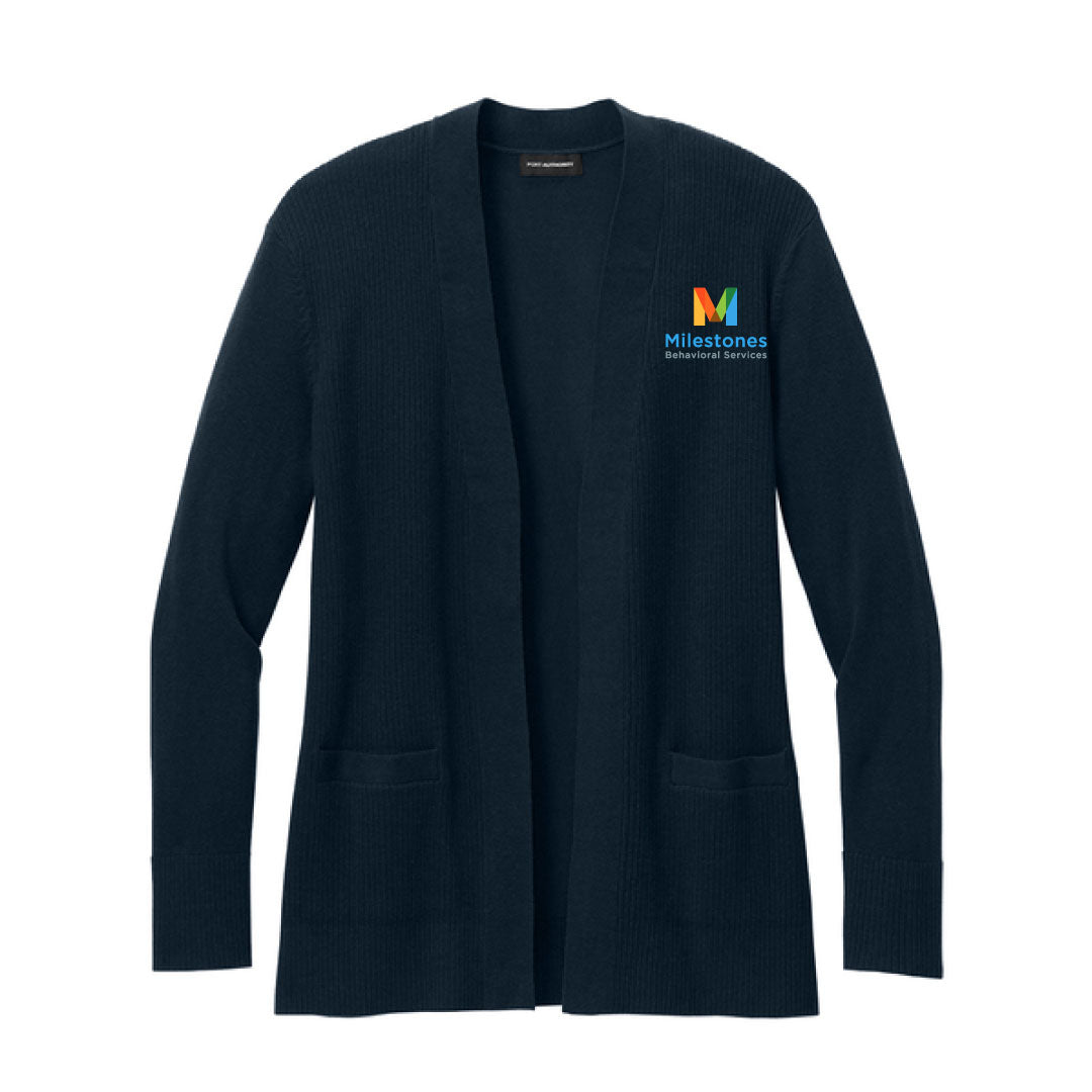 Milestones Women's Cardigan Logowear Milestones Behavioral Services Navy Ladies XS
