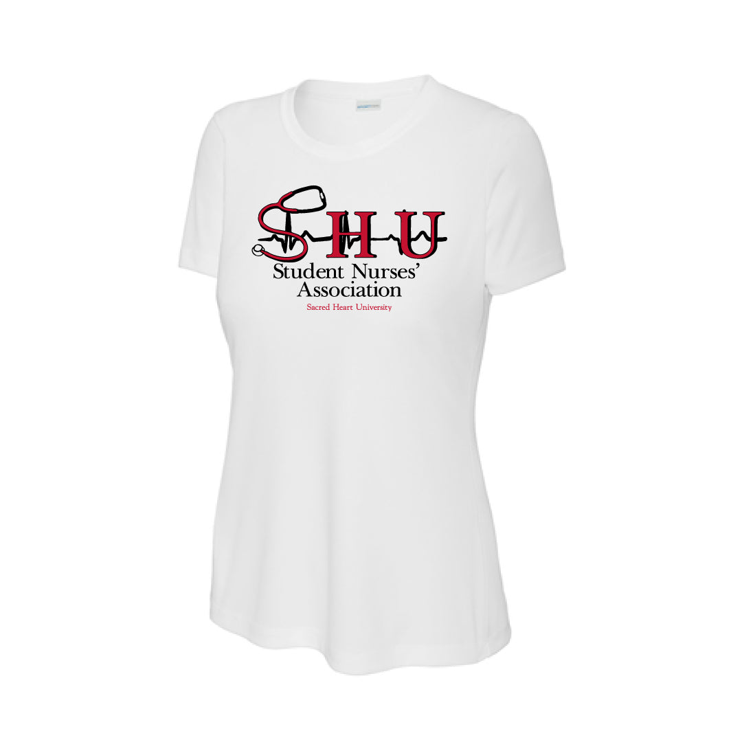 SHU SNA Performance Short Sleeve Logowear SHU Student Nurses' Association White Ladies XS 