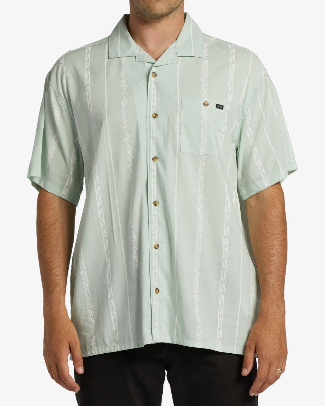 Billabong Mens Sundays Vacay Short Sleeve Shirt Apparel Billabong Dusty Aqua Small 