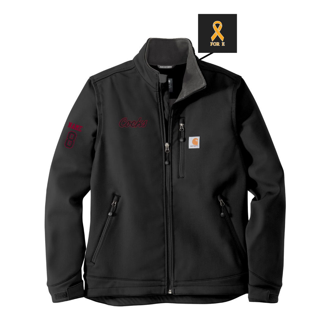 USC Rugby Black Carhartt® Crowley Soft Shell Jacket Logowear University of So. Carolina Rugby Black w Red Outline Mens S