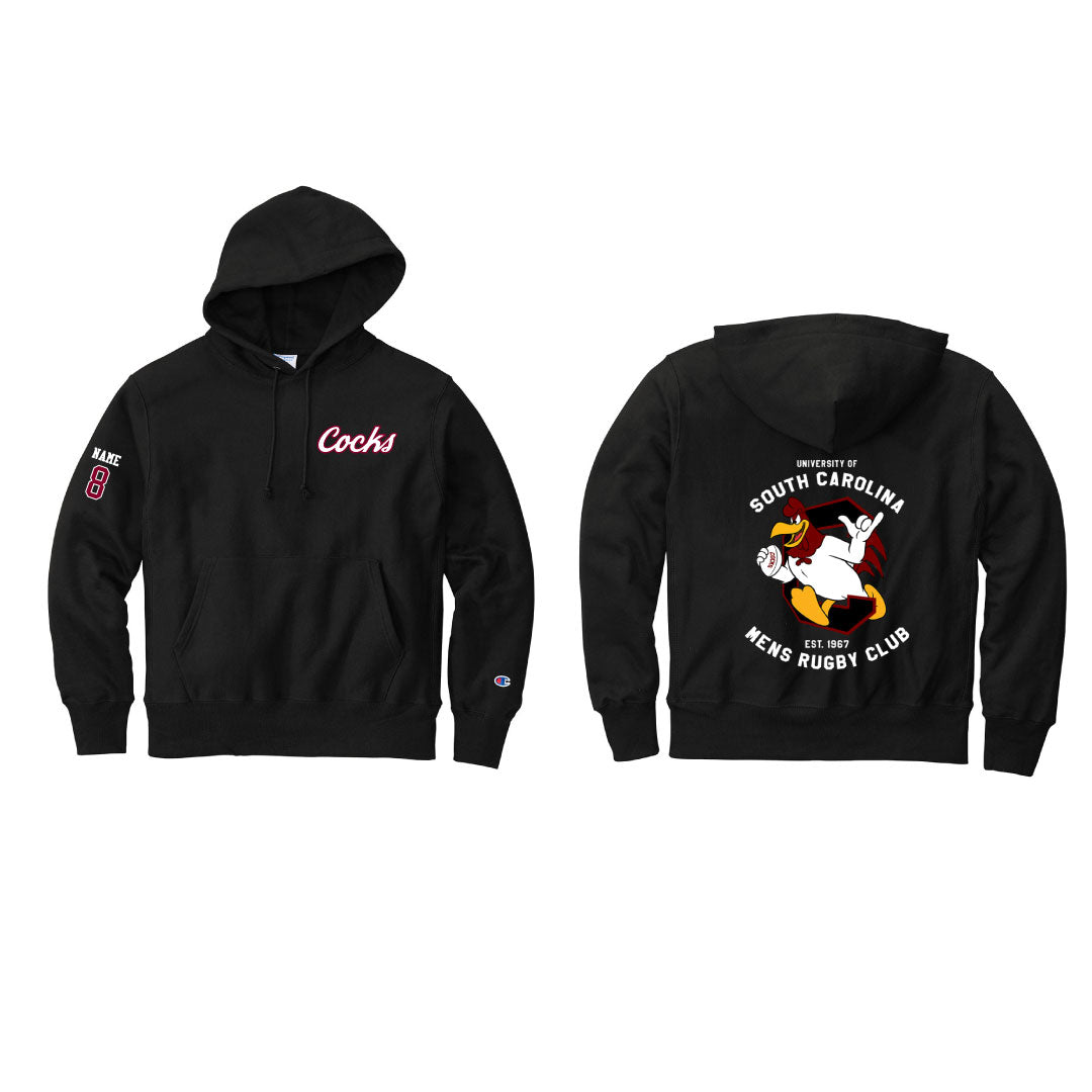USC Rugby Champion RW Hoodie with Back Print Logowear University of So. Carolina Rugby Black Mens S