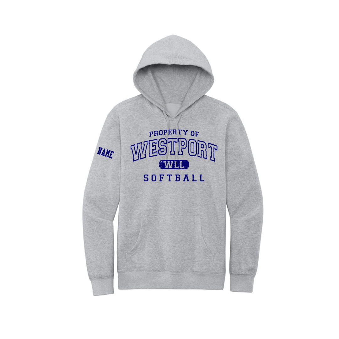 Westport LL Softball Hooded Sweatshirt Logowear Westport LL Softball Heather Grey Adult XS