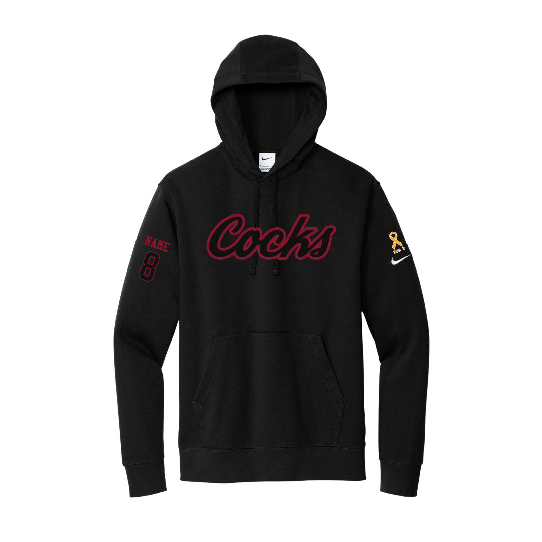 USC Rugby Black Nike Club Fleece Hoodie Logowear University of So. Carolina Rugby Black w Red Outline Mens S