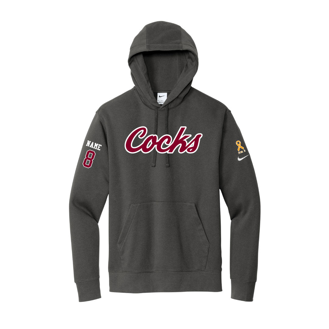 USC Rugby Anthracite Nike Club Fleece Hoodie Logowear University of So. Carolina Rugby Red w White Outline Mens S