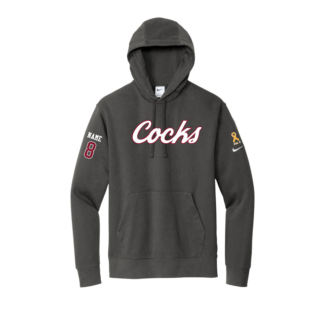 USC Rugby Anthracite Nike Club Fleece Hoodie Logowear University of So. Carolina Rugby White w Red Outline Mens S