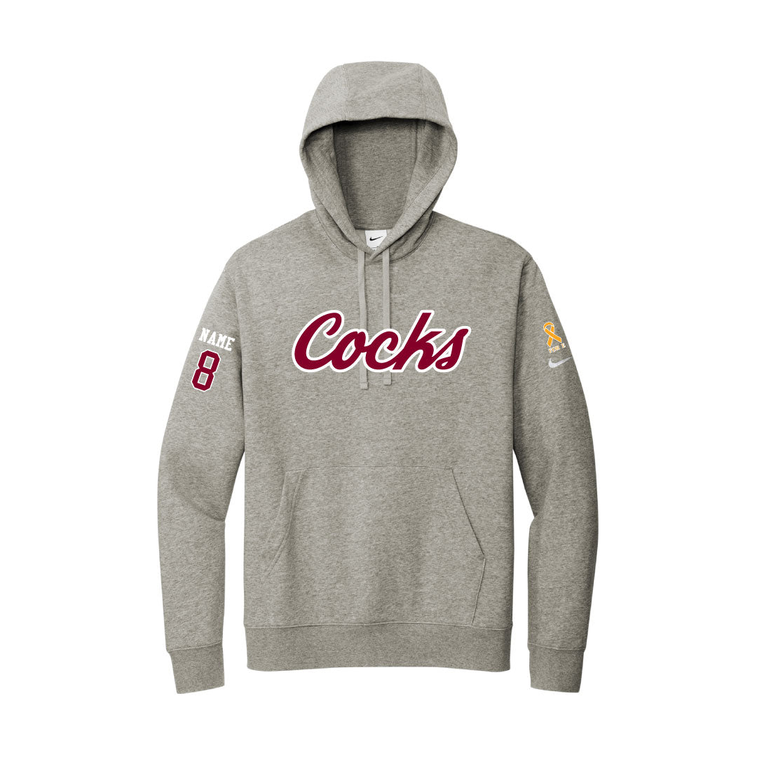 USC Rugby Grey Nike Club Fleece Hoodie Logowear University of So. Carolina Rugby Red w White Outline Mens S