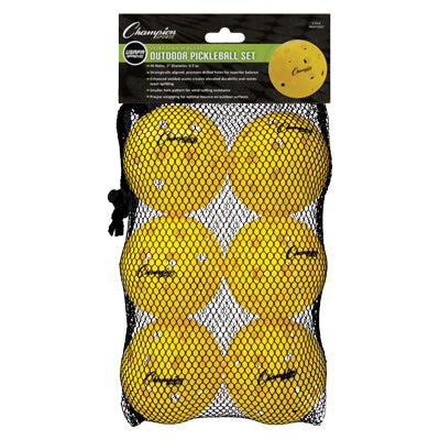 Champion Sports Injected Molded Outdoor Pickleball 6 Pack Equipment CHAMPION SPORTS   