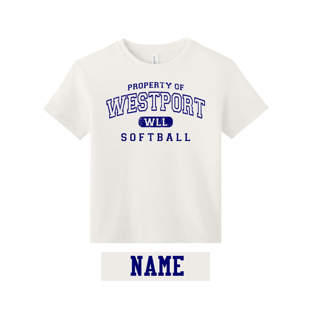 Westport LL Softball Premium Cotton Tee Logowear Westport LL Softball Vintage White Adult XS