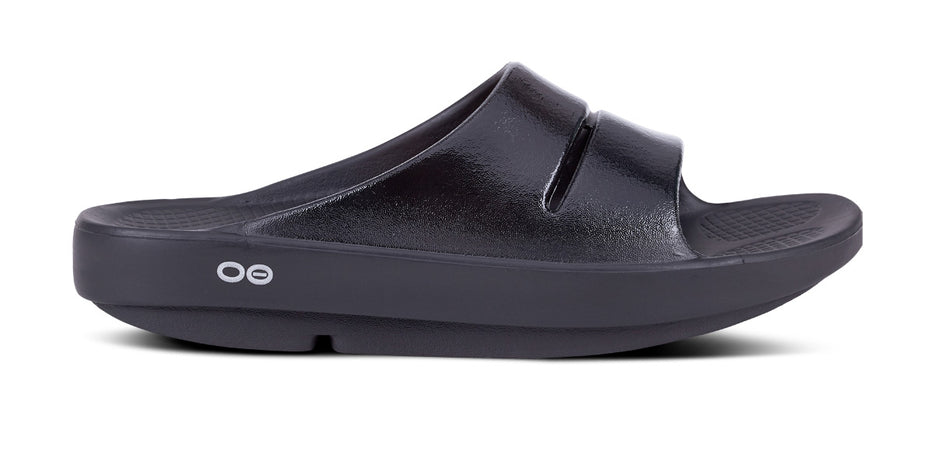 Oofos Womens Ooahh Luxe Slide Footwear OOFOS 7 Black 