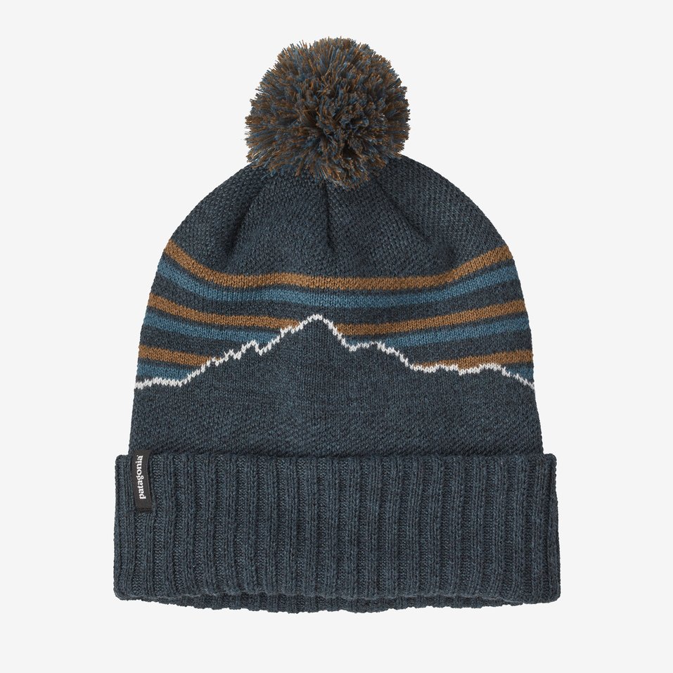 Patagonia Powder Town Beanie Accessories Patagonia Fitz Roy Stripe Knit: Smolder Blue-FISS  