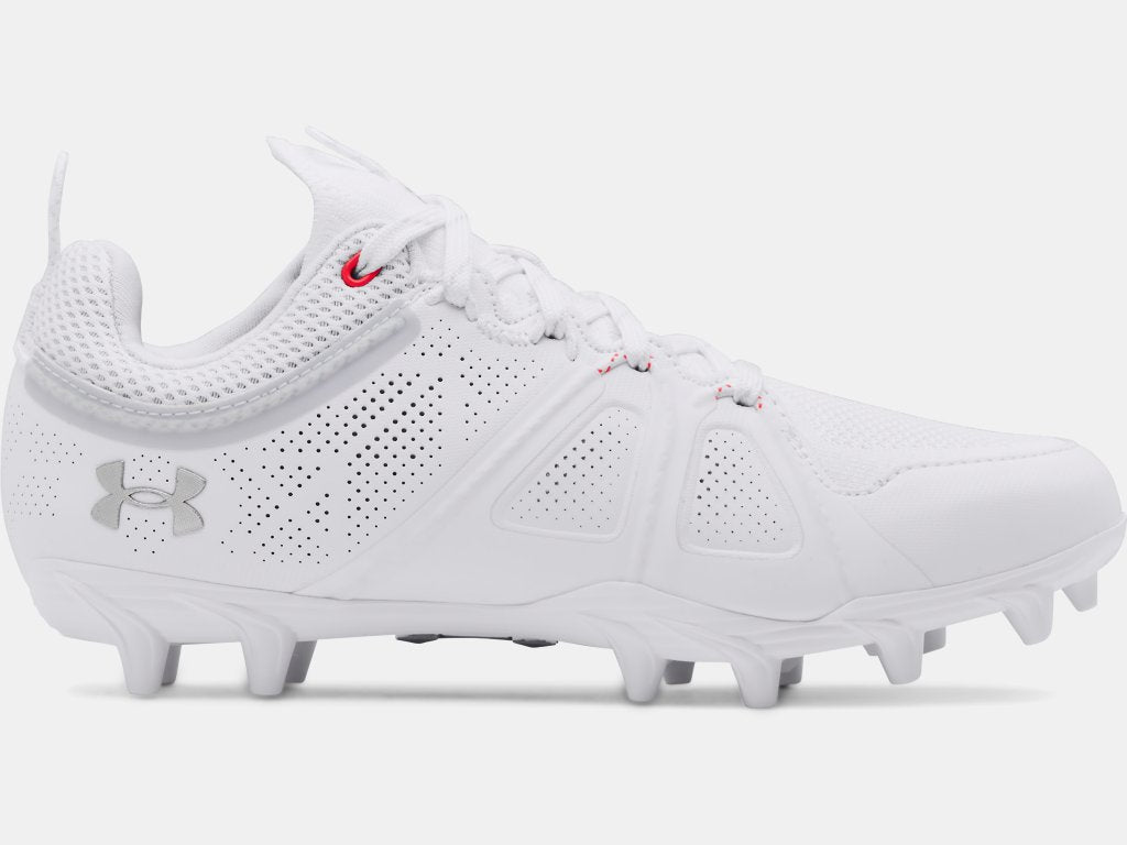 Under Armour Women's Glory MC Lacrosse Cleats Footwear Under Armour 6 White/White/Metallic Silver-100 