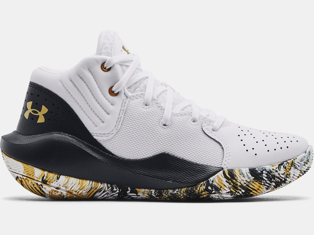 Under Armour Kids Grade School Jet 21 Basketball Shoes Footwear Under Armour 3.5 White/Black/Yellow-102 