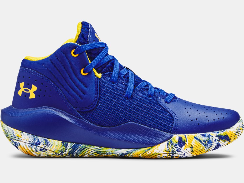 Under Armour Kids Grade School Jet 21 Basketball Shoes Footwear Under Armour 3.5 Royal/White/White-400 