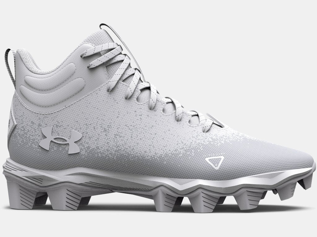 Under Armour Mens Spotlight Franchise Rm 2 0 Football Cleats Footwear Under Armour White/White/Metallic Silver-100 6.5 