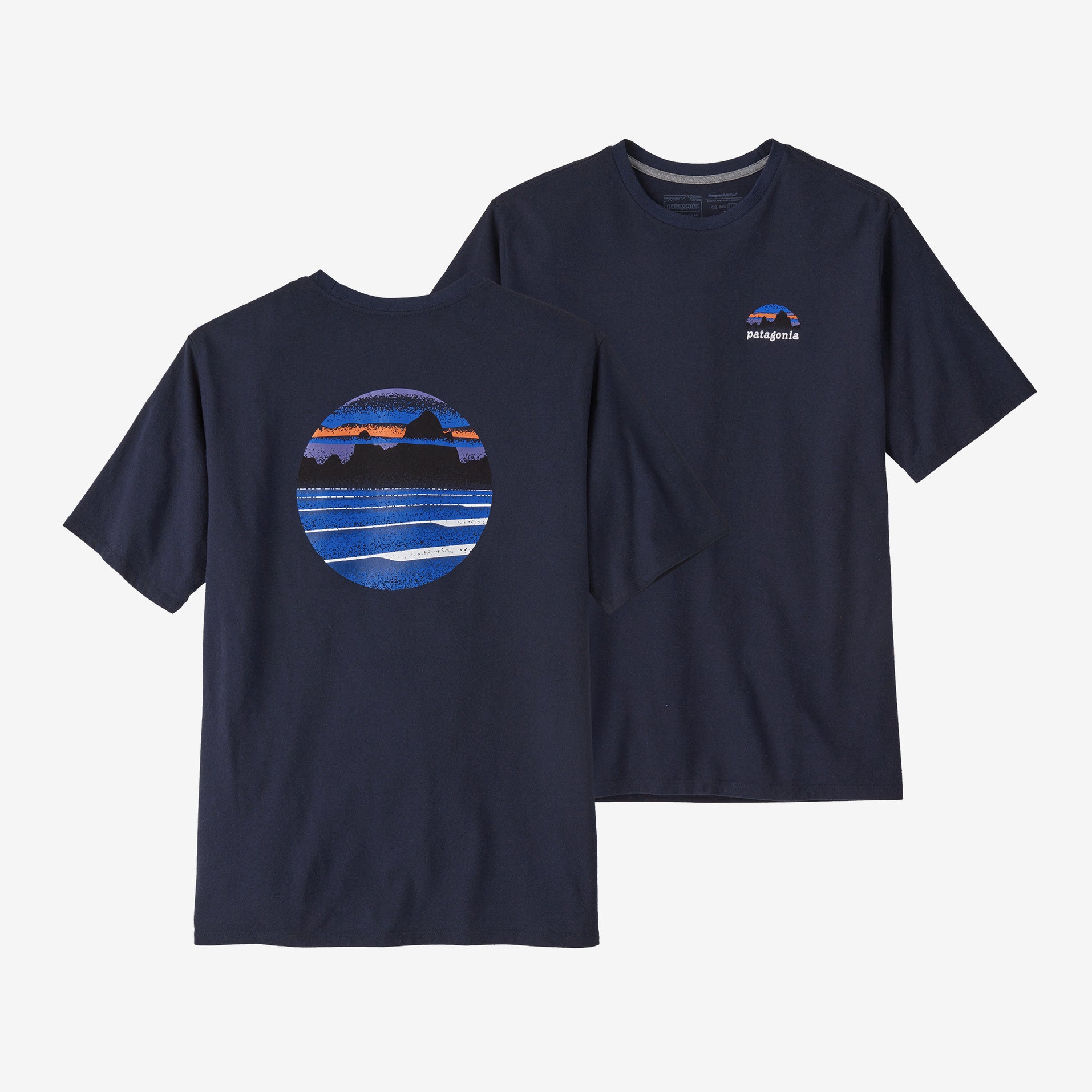 Patagonia Mens Skyline Stencil Responsibili Tee R Apparel Patagonia New Navy-NENA Small 