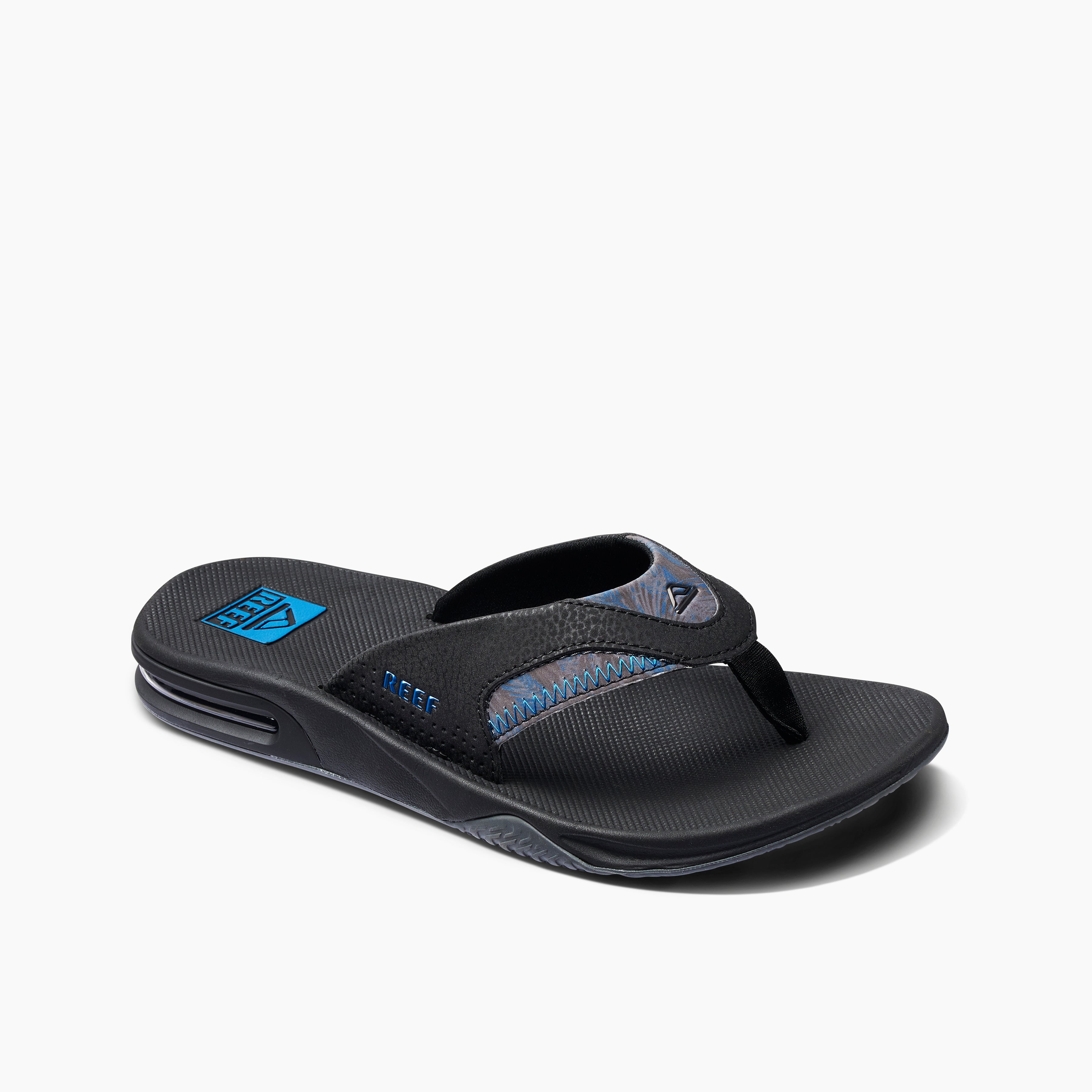 Reef Mens Fanning Footwear Reef Black/Pool Palm 6 