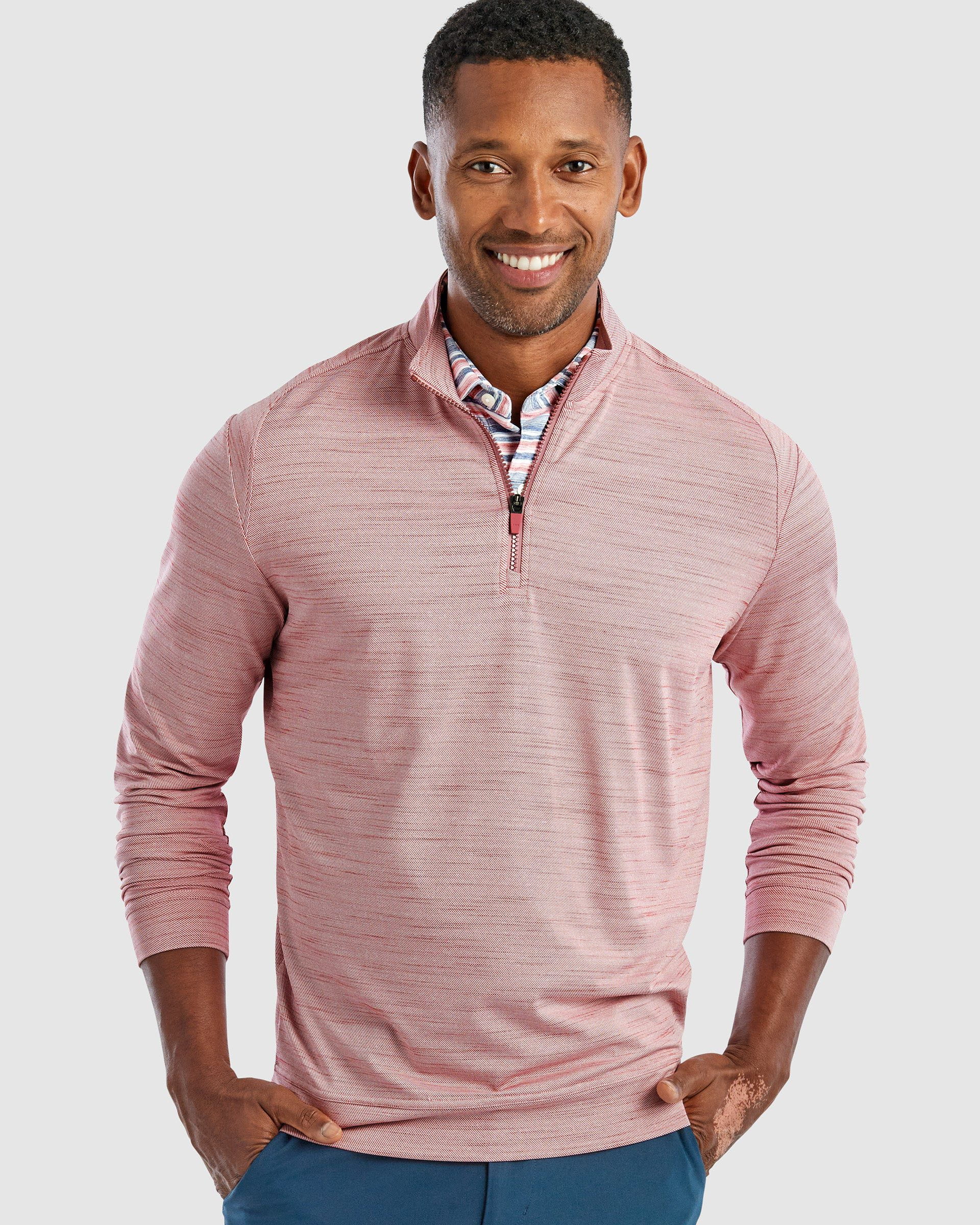 Johnnie O Mens Apex Quarter Zip Apparel Johnnie-O Malibu Red Small 