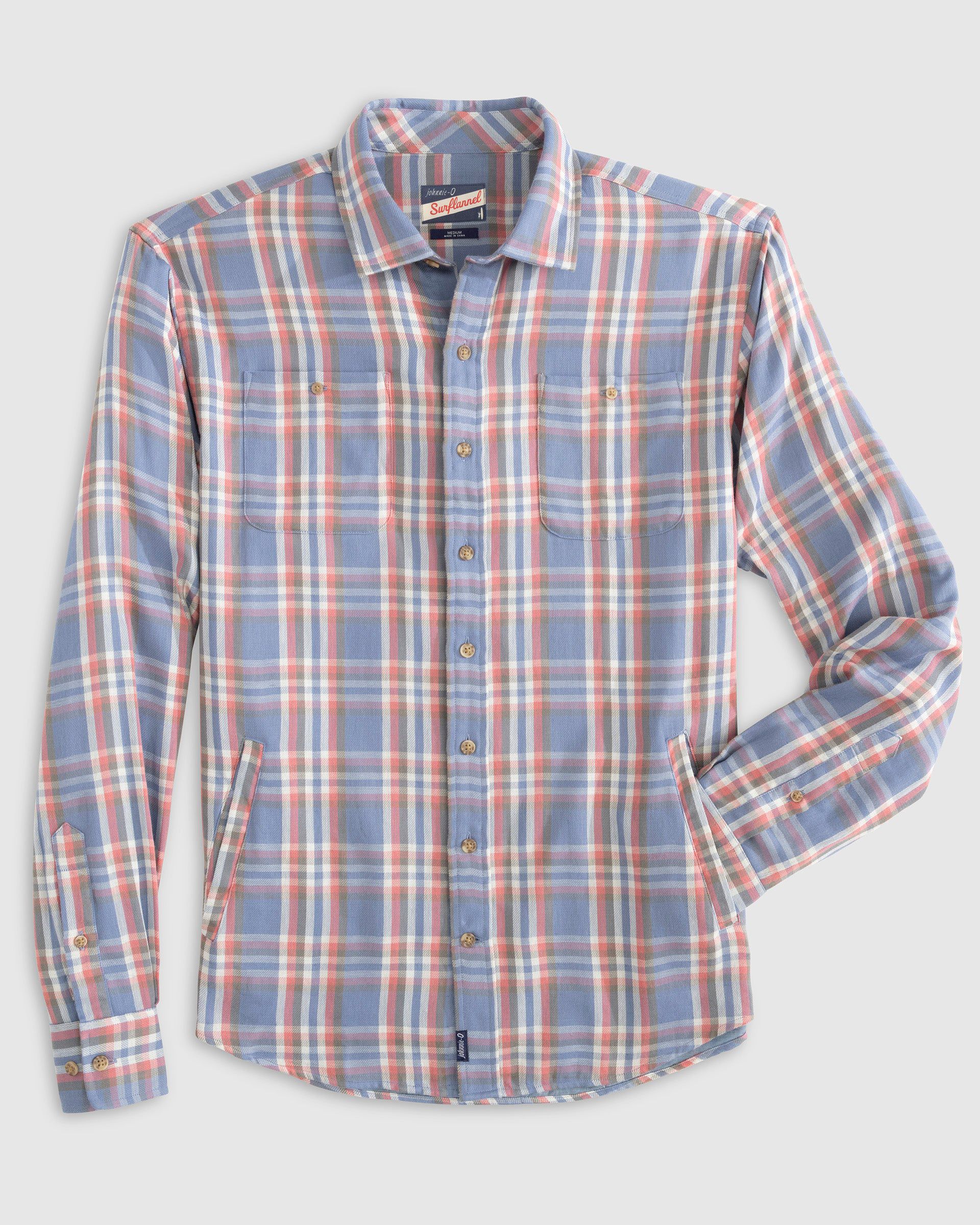 Johnnie-O Men's Messer Surflannel Button Up Shirt Jacket Apparel Johnnie-O Laguna Blue Small 
