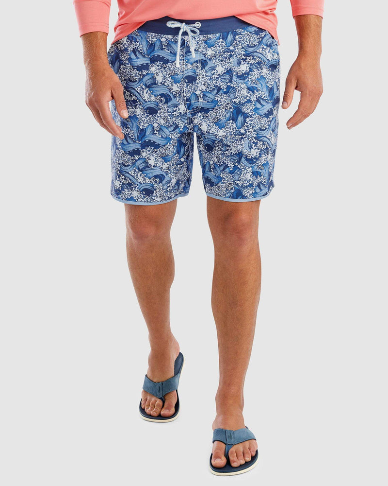 Johnnie O Mens Half Elastic 7 Swim Trunks Scalloped Hem Apparel Johnnie-O Medium Indigo-INDI 