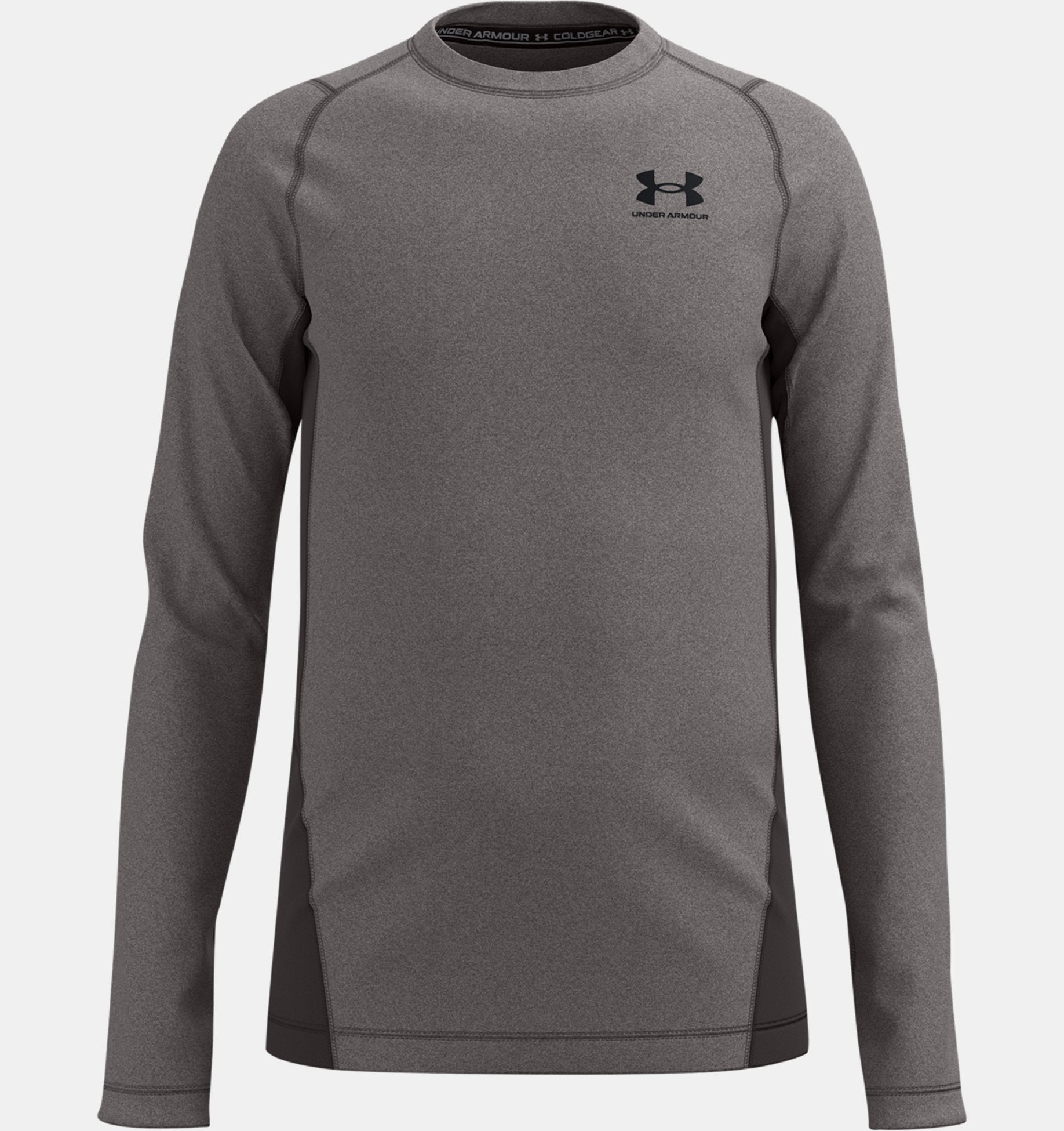 Under Armour Boys Coldgear Armour Long Sleeve Apparel Under Armour Charcoal Light Heather/Black-019 Youth XSmall 