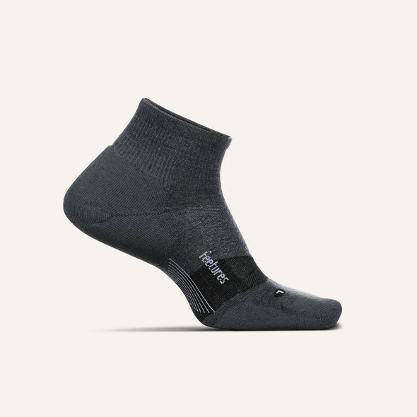 Feetures Merino 10 Cushion Quarter Apparel Feetures Medium Gray 