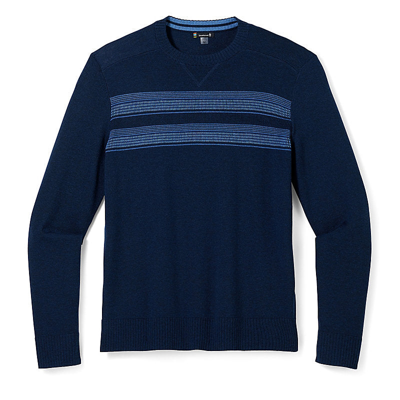 Smartwool Mens Sparwood Stripe Crew Apparel Smartwool M Deep Navy Heather/Laguna Blue Heather-L14 