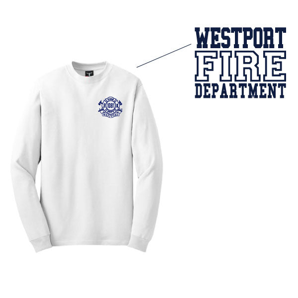 Westport Fire Department Beefy Long Sleeve Cotton Tee Logowear Westport Fire Department Adult S White 