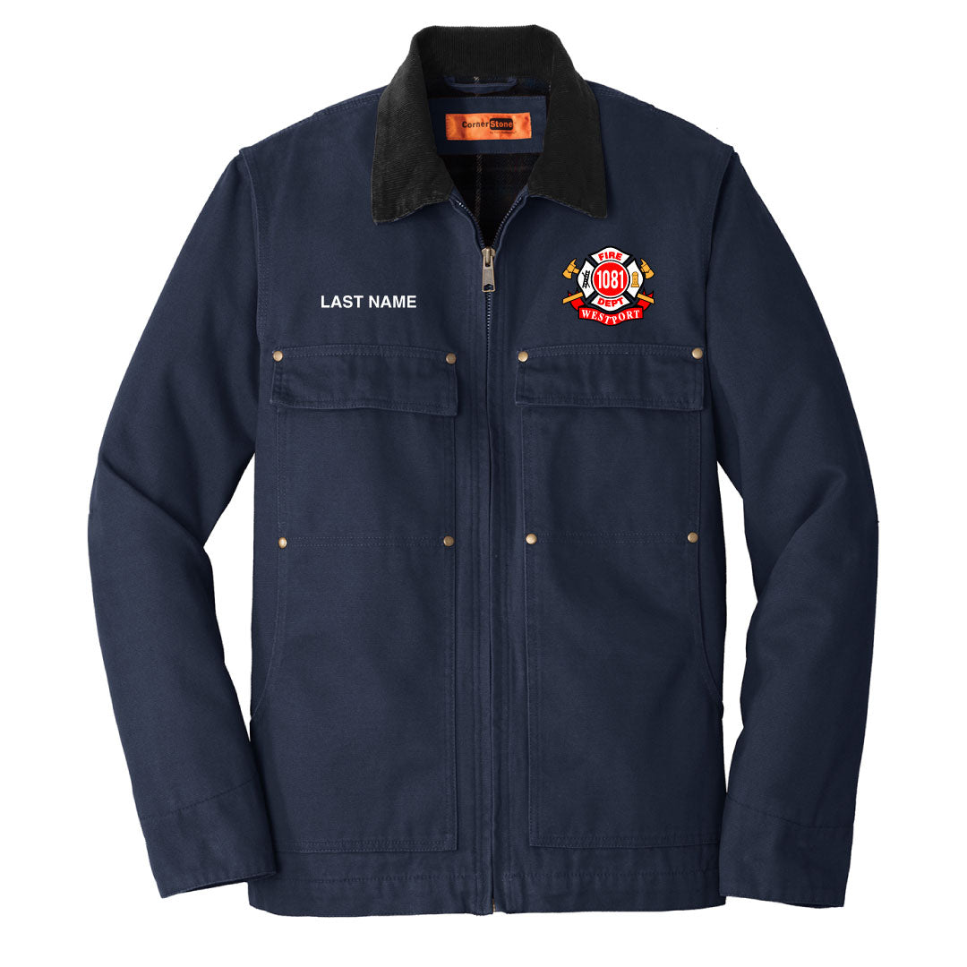 Westport Fire Department Washed Cloth Chore Coat Logowear Westport Fire Department Adult XS  