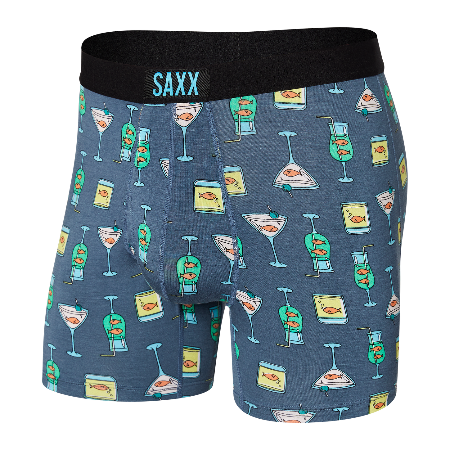 Saxx Men's Ultra Boxer Brief Apparel SAXX Nautical Nightcap-Blue Small 